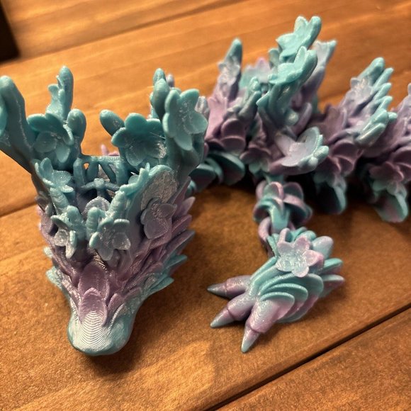 Articulated Cherry Blossom Dragon. Mermaid Colors Fidget Stress Fantasy 24 Inche - Picture 6 of 9